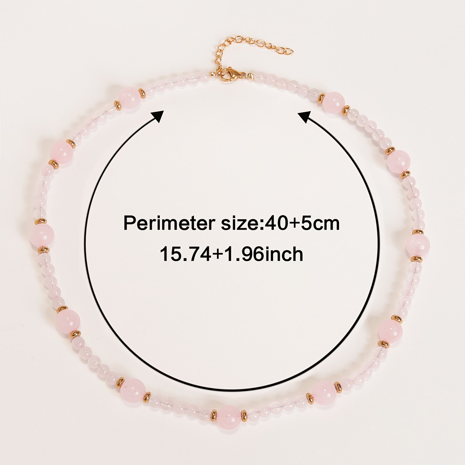Women's Sweet Graduated Rose Quartz Bead Choker Necklace